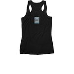 Cosmic Chaos Jazz, a Black Women's Racerback (back-view)