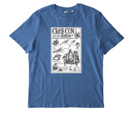 Crab Con 2026 art shirt, a Bright Blue Stanley/Stella Unisex Creator 2.0 Tee