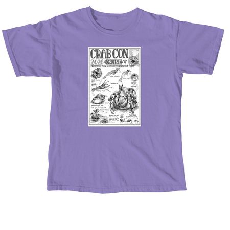 Crab Con 2026 art shirt, a Violet Comfort Colors Unisex Tee