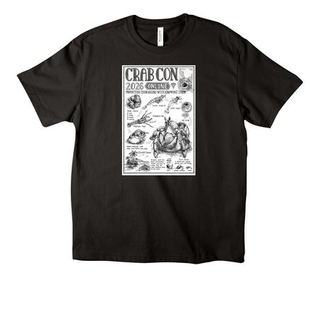 Crab Con 2026 art shirt, a Black Unisex Heavyweight Tee