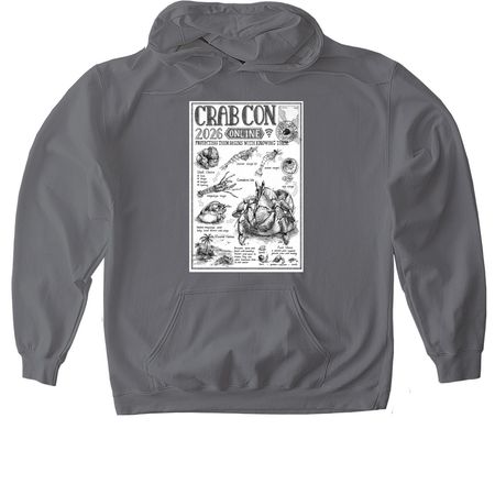 Crab Con 2026 art shirt, a Charcoal Gildan Softstyle Pullover Hoodie