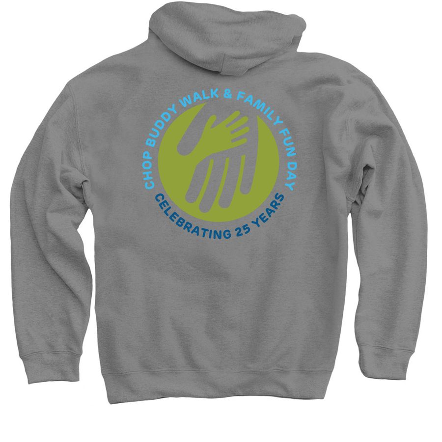 25th Anniversary Buddy Walk Hoodie, a Charcoal Pullover Hoodie (back-view)
