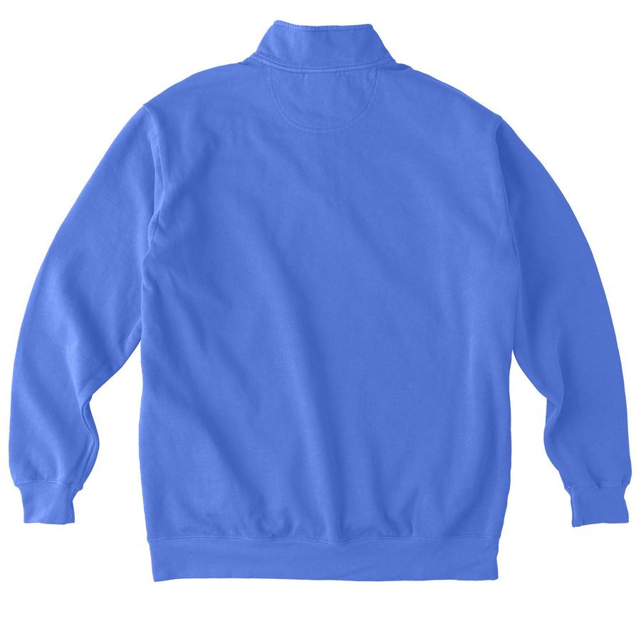 CHAIL Logo- Left Chest&nbsp;, a Flo Blue Comfort Colors Quarter Zip Pullover (back-view)