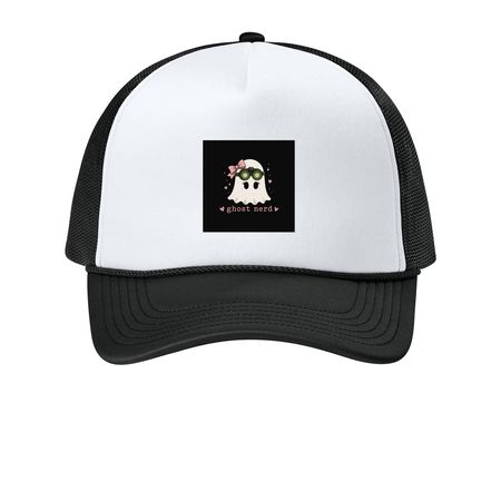 Trucker Hat, a White/ Deep Black Printed Foam Trucker Hat