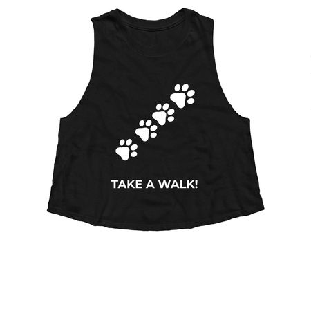 Take a walk!, a Solid Black Blend Women?s Cropped Racerback Tank