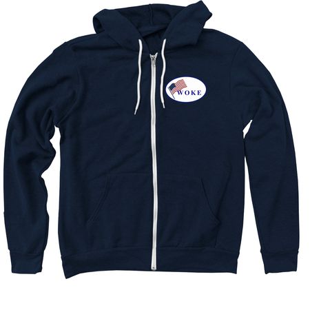 WOKE by Artist Jon Lion, a Navy Zip Up Hoodie