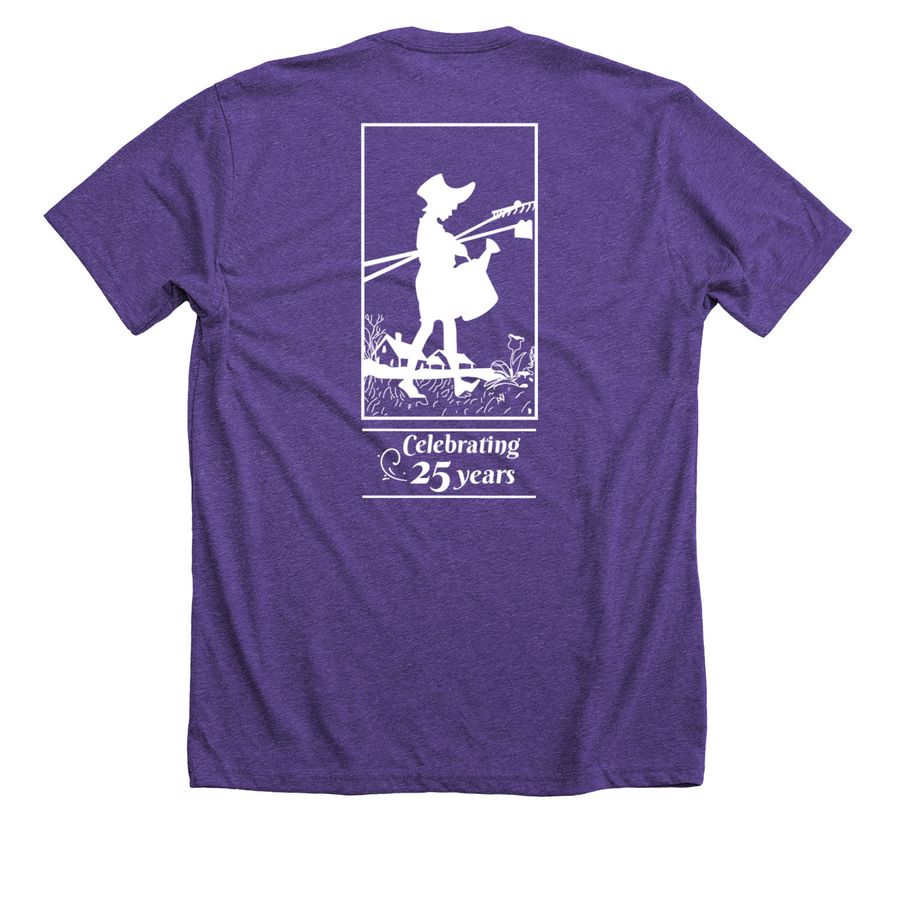 HerbFest 25th Anniversary T-Shirt, a Heather Team Purple Premium Unisex Tee (back-view)