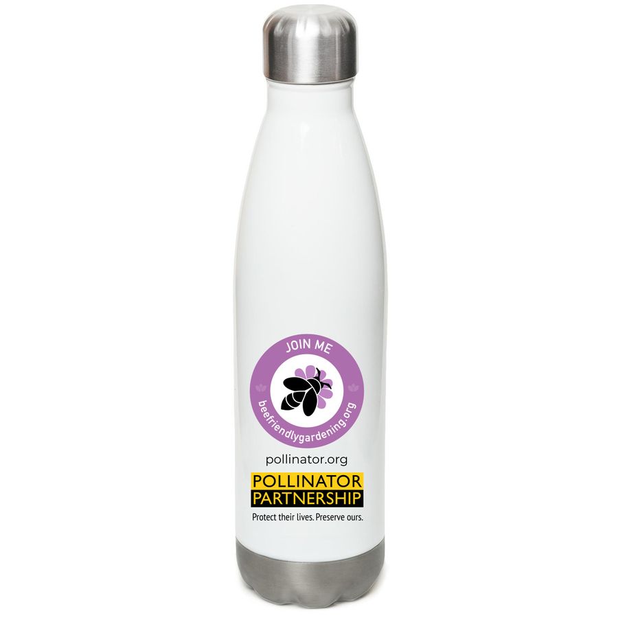 Bee Friendly Gardening, a White Stainless Steel Water Bottle