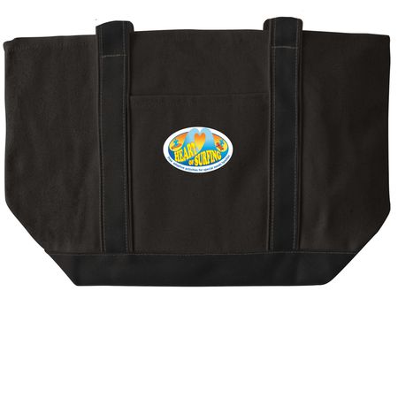 Heart of Surfing-Ocean Playground Tote, a Black/Black Large Two-Tone Canvas Tote Bag