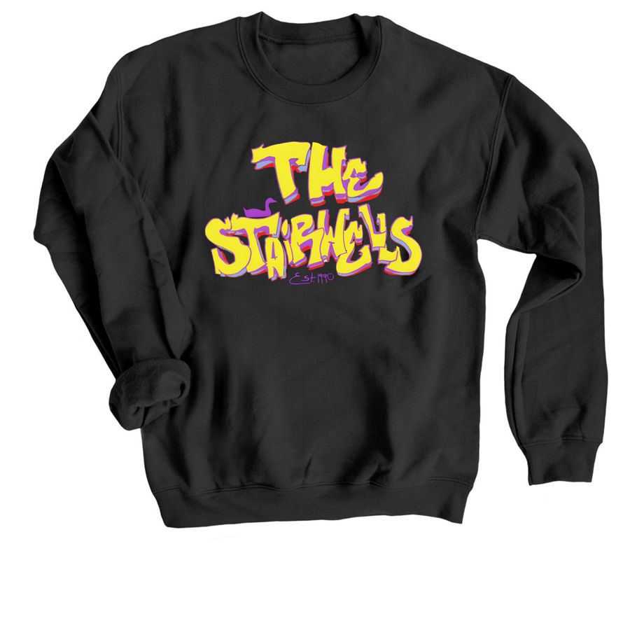 The Stairwells Sweatshirt (Neon), a Black Crewneck Sweatshirt