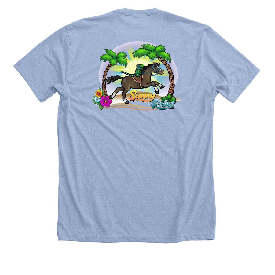 3-Day Mileage Challenge, a Heather Baby Blue Premium Unisex Tee (back-view)