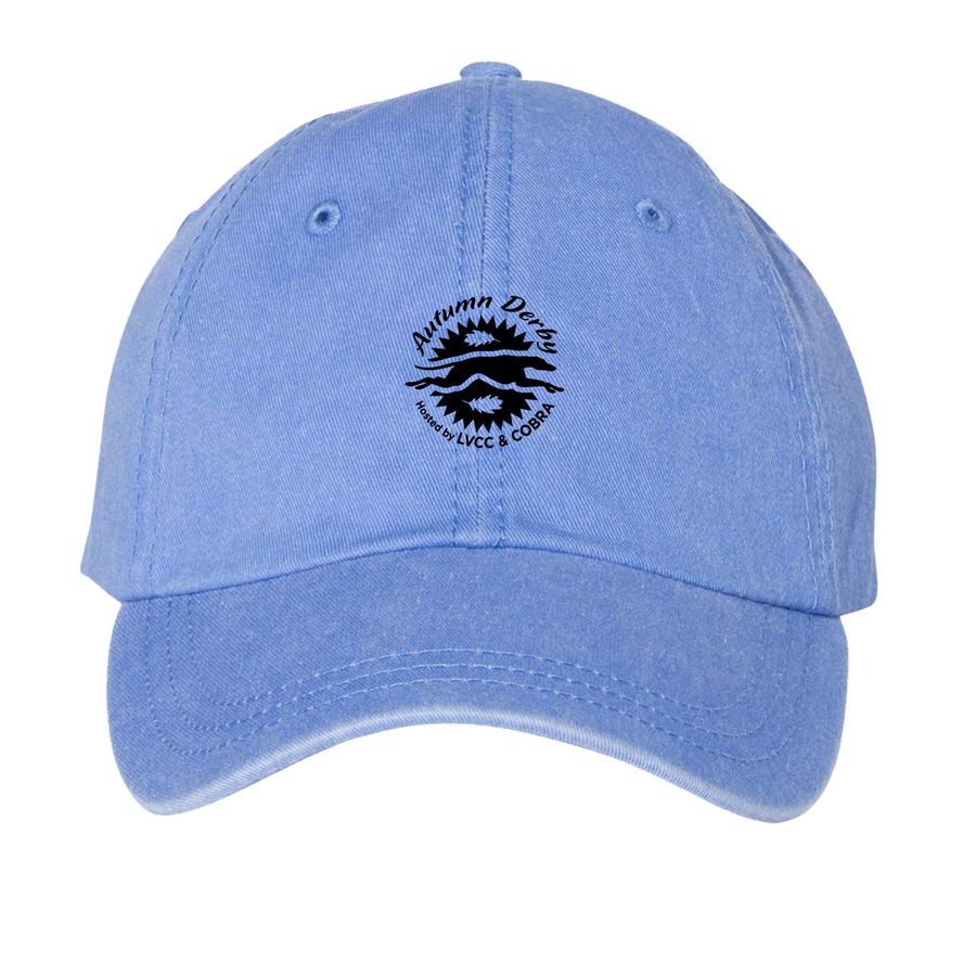 Hats - black logo, a Periwinkle Printed Pigment Dye Baseball Cap