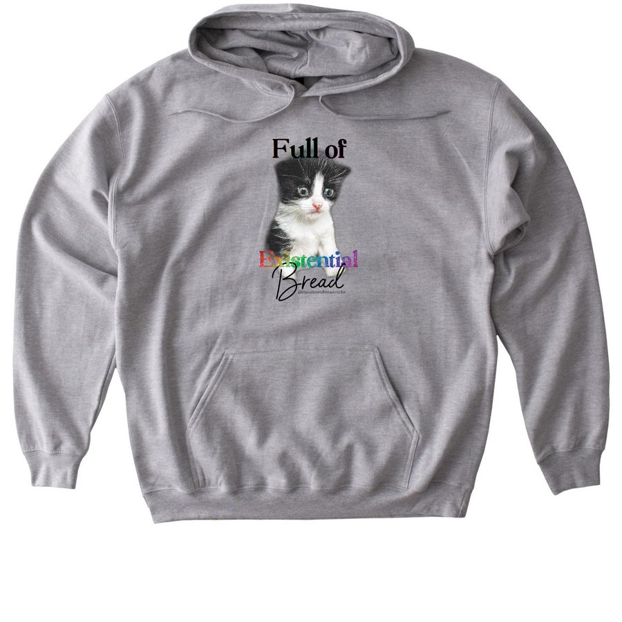 Full of existential bread, a Sport Grey Gildan Softstyle Pullover Hoodie