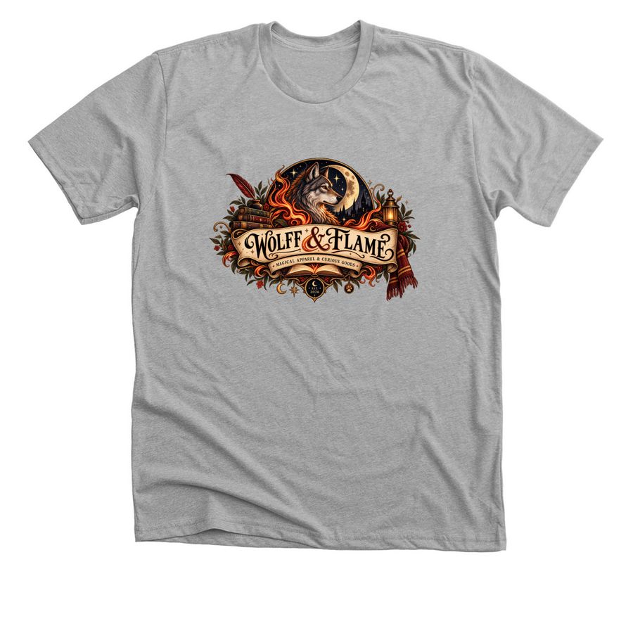 Wolff and Flame, a Athletic Heather Premium Unisex Tee