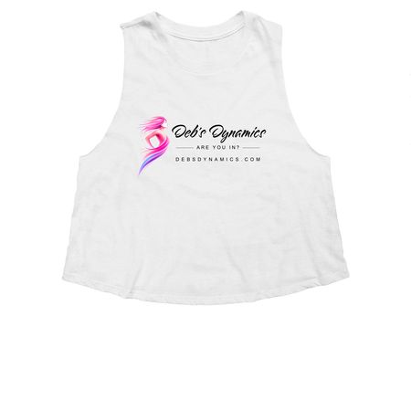 Deb's Dynamics, a Solid White Blend Women's Cropped Racerback Tank