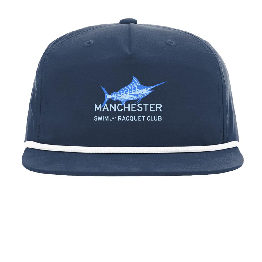 Manchester Umpqua Snapback, a Navy/ White Printed Umpqua Snapback Cap