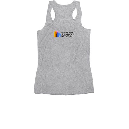 Don't Mess with Fire Survivors Women's Tank, a Athletic Heather Women's Racerback (back-view)