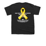 My Hero Needed a Cure, a Black Youth Unisex Tee (back-view)