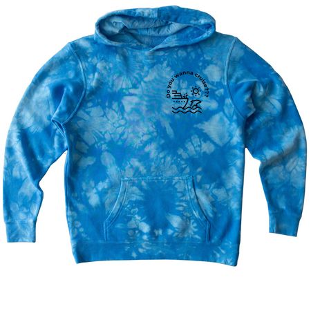 Unlearn and Eat Travel, a Aqua Blue Youth Tie Dye Pullover Hoodie