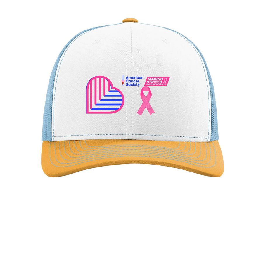Dispatch & Control&nbsp;, a White/ Columbia Blue/ Yellow Printed Snapback Trucker Cap