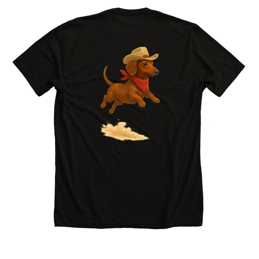 Cowboy Dachshund&nbsp;, a Solid Black Blend Premium Unisex Tee (back-view)