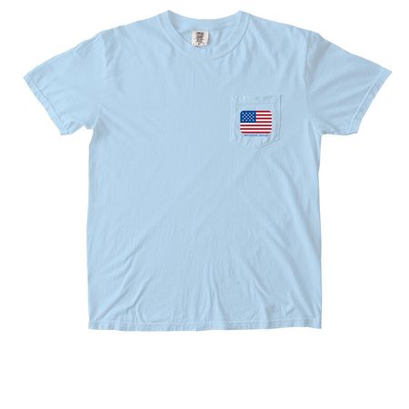 Liberty & Justice for All, a Chambray Comfort Colors Pocket Tee