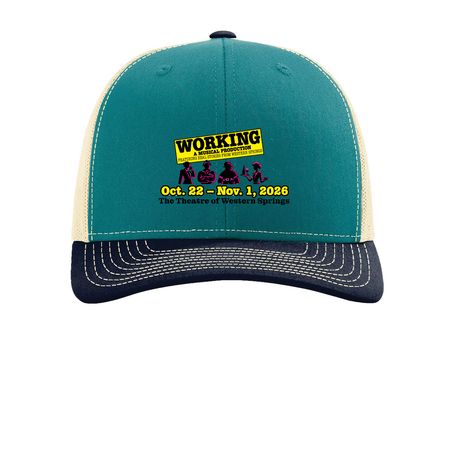Working Trucker Hat, a Blue Teal/ Birch/ Navy Printed Snapback Trucker Cap