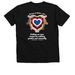Putting Our Arms Around Our Military Families, a Solid Black Blend Premium V-Neck Tee (back-view)