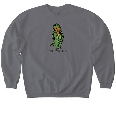 SHELBYSAURUS, a Charcoal Softstyle Crewneck Sweatshirt