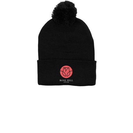Pom Pom Winter hat, a Black Printed Pom-Pom Beanie