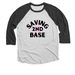 Vintage Sport Style- Ribbon Edition, a Black and Heather White 3/4 Sleeve Baseball Tee