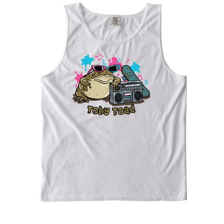 Toby Toad, a White Comfort Colors Tank Top