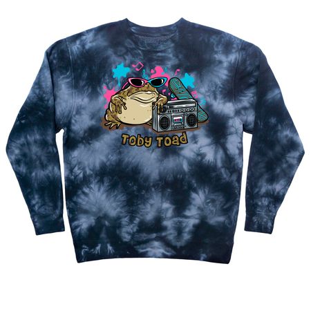 Toby Toad, a Black Tie Dye Crewneck Sweatshirt