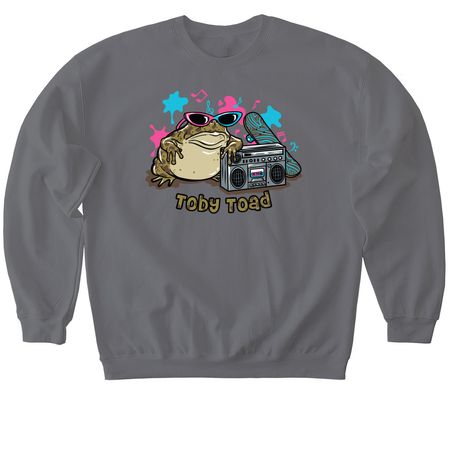 Toby Toad, a Charcoal Softstyle Crewneck Sweatshirt