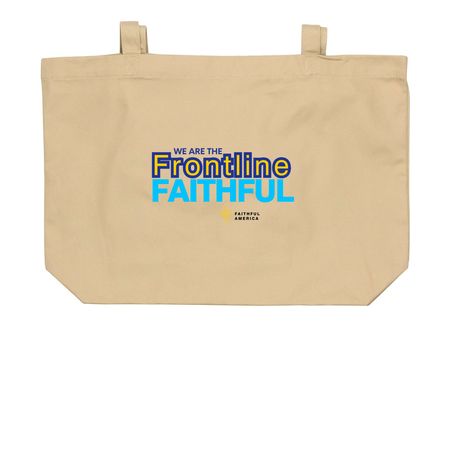 Frontline Faithful Tote, a Oyster Large Organic Cotton Tote Bag