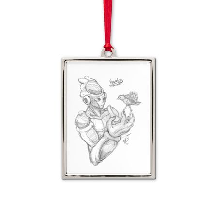 Keelon and Birdie, a White Silver Portrait Frame Ornament