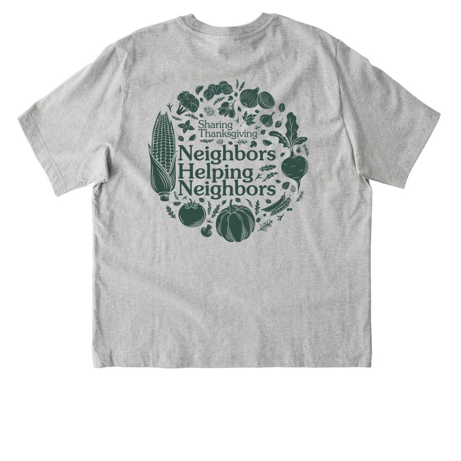 Sharing Thanksgiving Basket Brigade 2026, a Cool Heather Grey Stanley/Stella Unisex Freestyler Heavyweight Tee