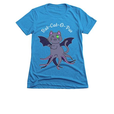 Bat-cat-o-pus, a Turquoise Women's Slim Fit Tee