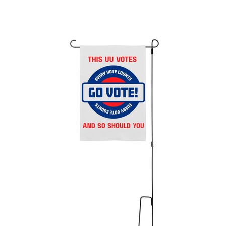 GO VOTE, a White 12" x 18" Yard Flag with Stake