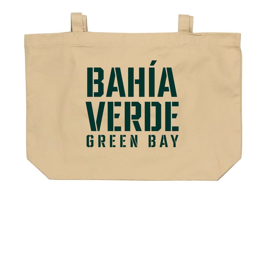 Bah?a Verde Green Bay Classic Green Tote Bags, a Oyster Large Organic Cotton Tote Bag