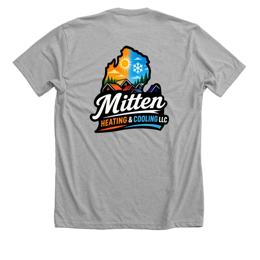Mitten Heating & Cooling LLC, a Athletic Heather Premium Unisex Tee (back-view)