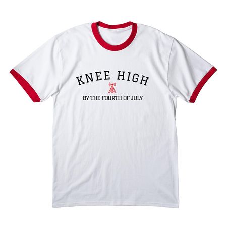 Knee High By the Fourth of July - Tower Tee, a White/ Red Cotton Ringer Tee