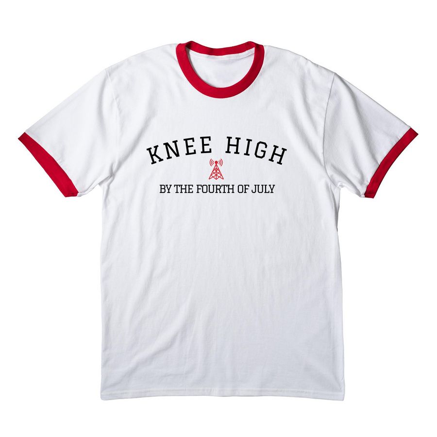 Knee High By the Fourth of July - Tower Tee, a White/ Red Cotton Ringer Tee