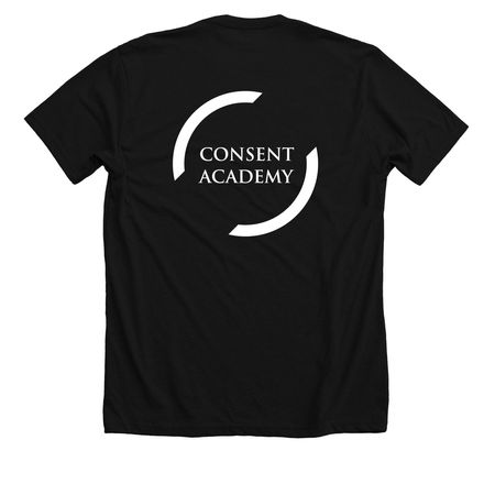 Consent Academy's 4-Part Model of Consent, a Solid Black Blend Premium Unisex Tee (back-view)