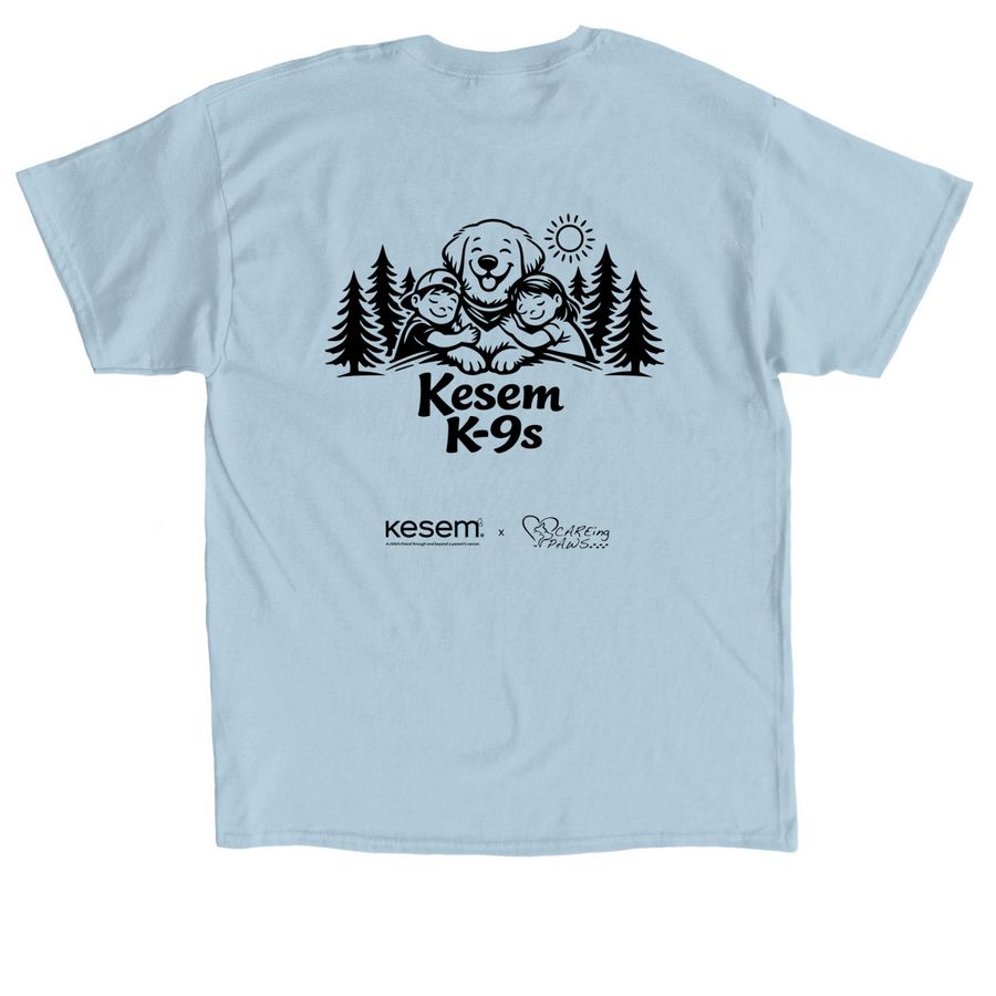 Kesem K-9s, a Light Blue Classic Unisex Tee (back-view)