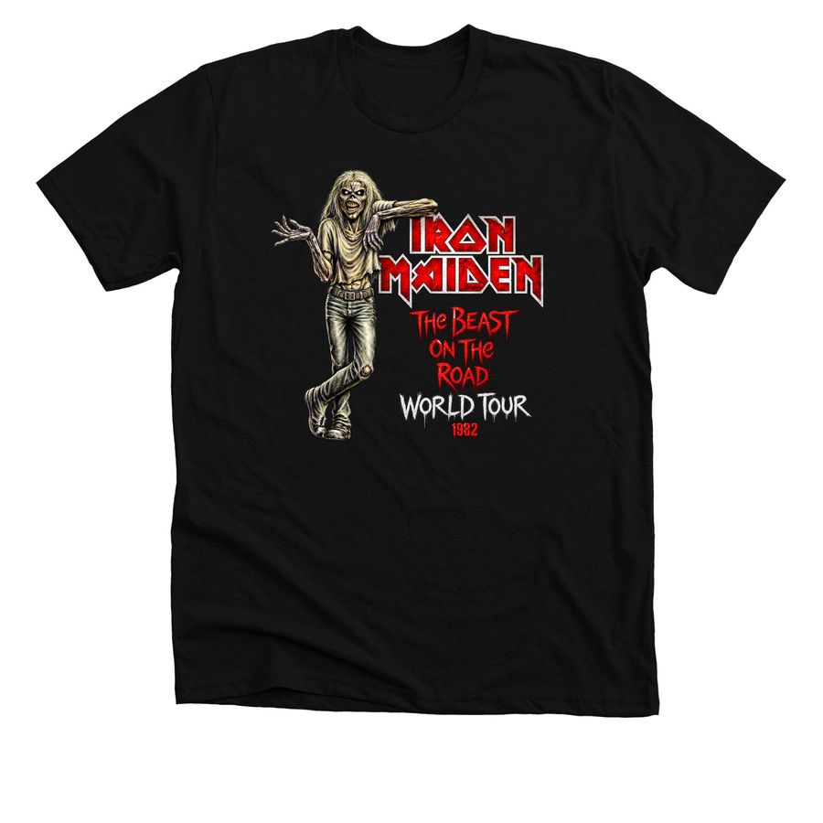 Iron Maiden Eddie The Beast On The Road World, a Solid Black Blend Premium Unisex Tee