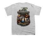 J2GW SPEED SHOP, a Sport Grey Youth Unisex Tee (back-view)