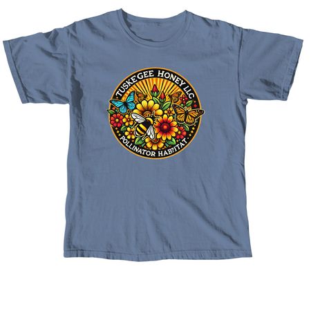Pollinators Make the World Go ?Round, a Blue Jean Comfort Colors Unisex Tee