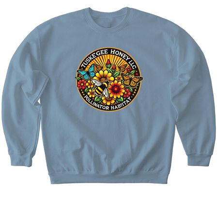 Pollinators Make the World Go ?Round, a Stone Blue Softstyle Crewneck Sweatshirt