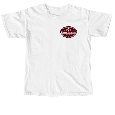 Hidden Treasures Red Logo, a White Comfort Colors Unisex Tee
